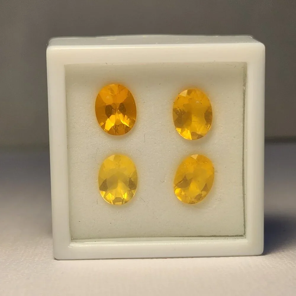 VTG Labeled Genuine Fire Opal 4.91ctw 9x7mm Oval Set of 4 Loose Gemstones - Picture 2 of 9